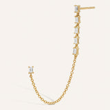 0.20 TCW Baguette Cut Moissanite Chain Thread Earrings in Gold 1