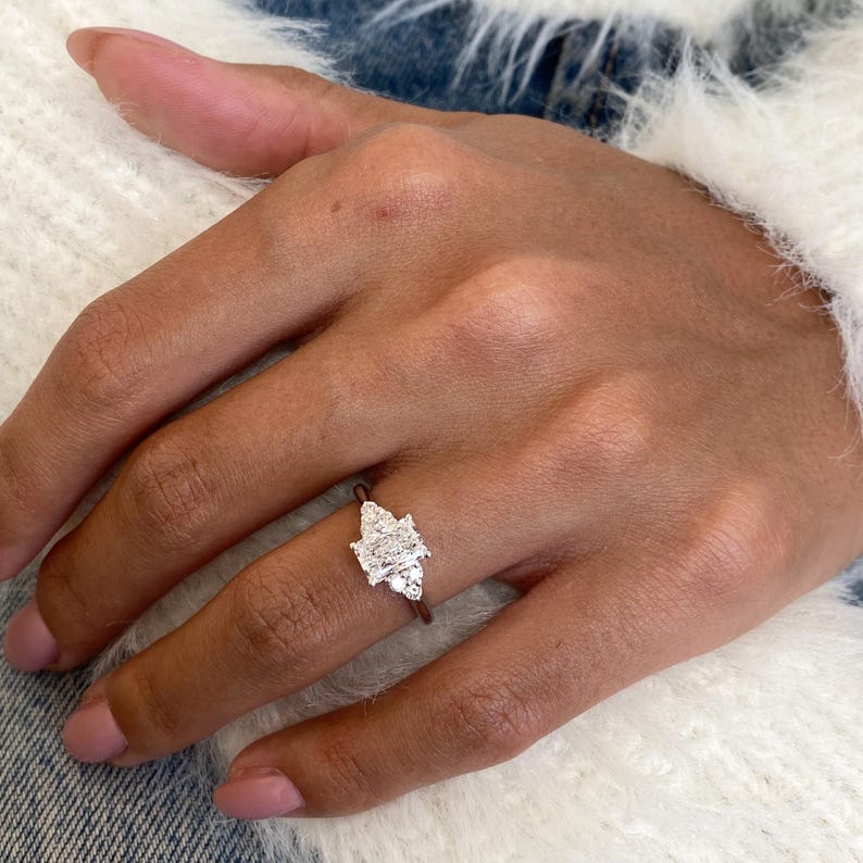 Classic 1.0 CT Radiant Moissanite Engagement Ring with Cluster Design 3