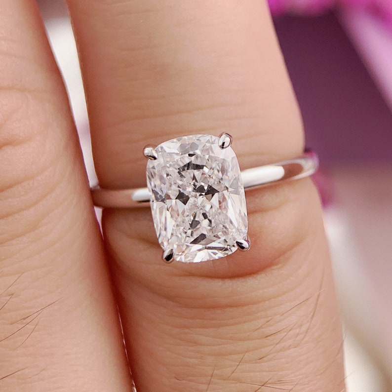 Stunning 2.0 CT Cushion Moissanite Engagement Ring with Solitaire Design 5
