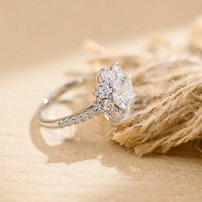 Stunning 2.0 CT Round Moissanite Engagement Ring with Halo & Pave Design 4