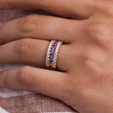 1.32 TCW Round Amethyst Lab Made Diamond- February Birthstone Wedding Band 9