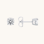 Classic 1.0 TCW Round Shape Moissanite Stud Earrings in Gold 3