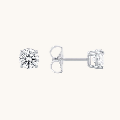 Classic 1.0 TCW Round Shape Moissanite Stud Earrings in Gold 3
