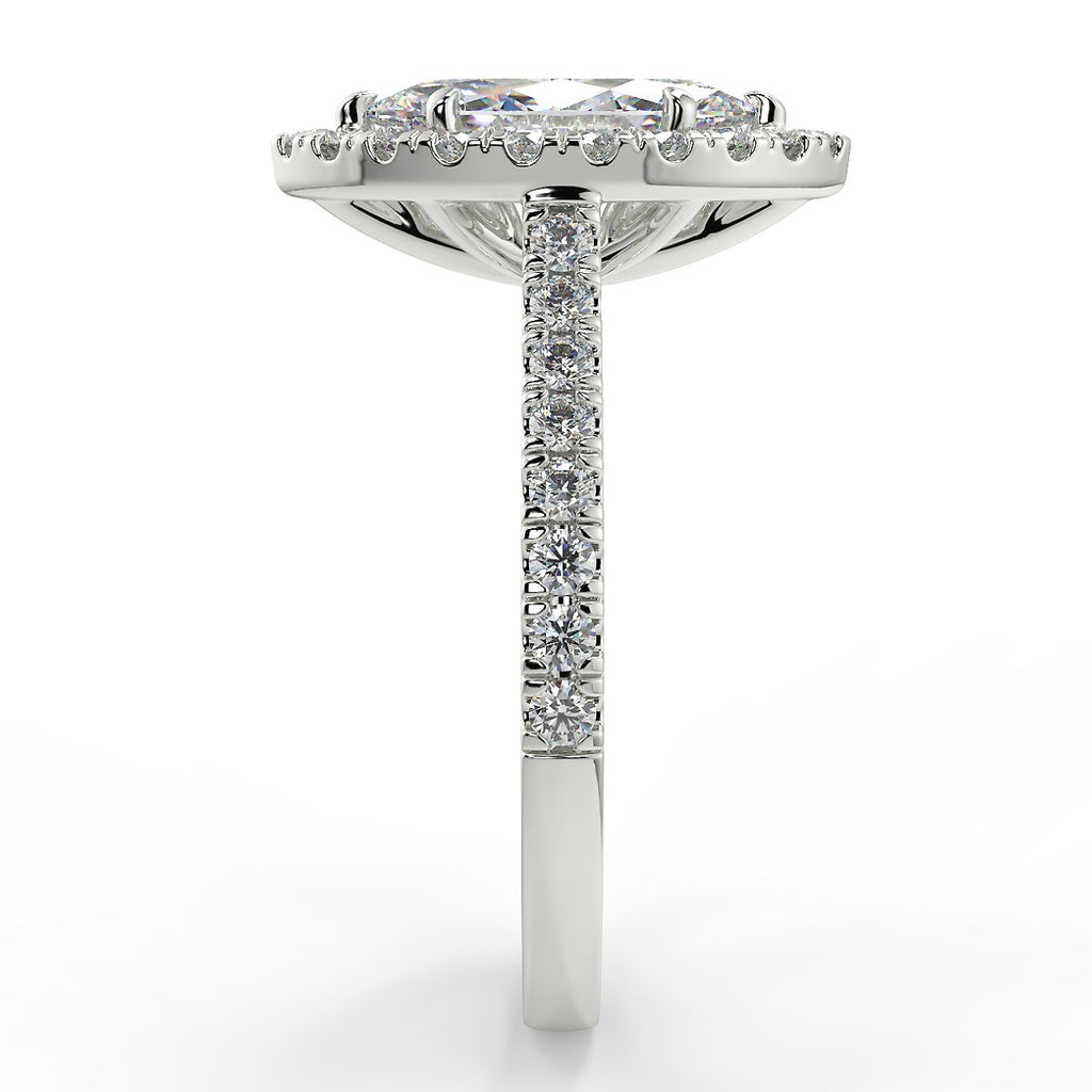 Stunning 1.05 CT Marquise Moissanite Engagement Ring with Halo & Pave Design 7