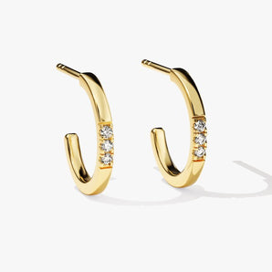 0.20 TCW Round Cut Moissanite Hoops Earrings in Gold