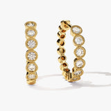 1.0 TCW Round Cut Moissanite Bezel Hoops Earrings in Gold 1