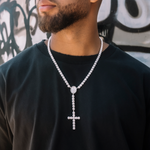 30 CT Round Moissanite Diamond Cross Style Silver Necklace For Him 4