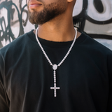 30 CT Round Moissanite Diamond Cross Style Silver Necklace For Him 4