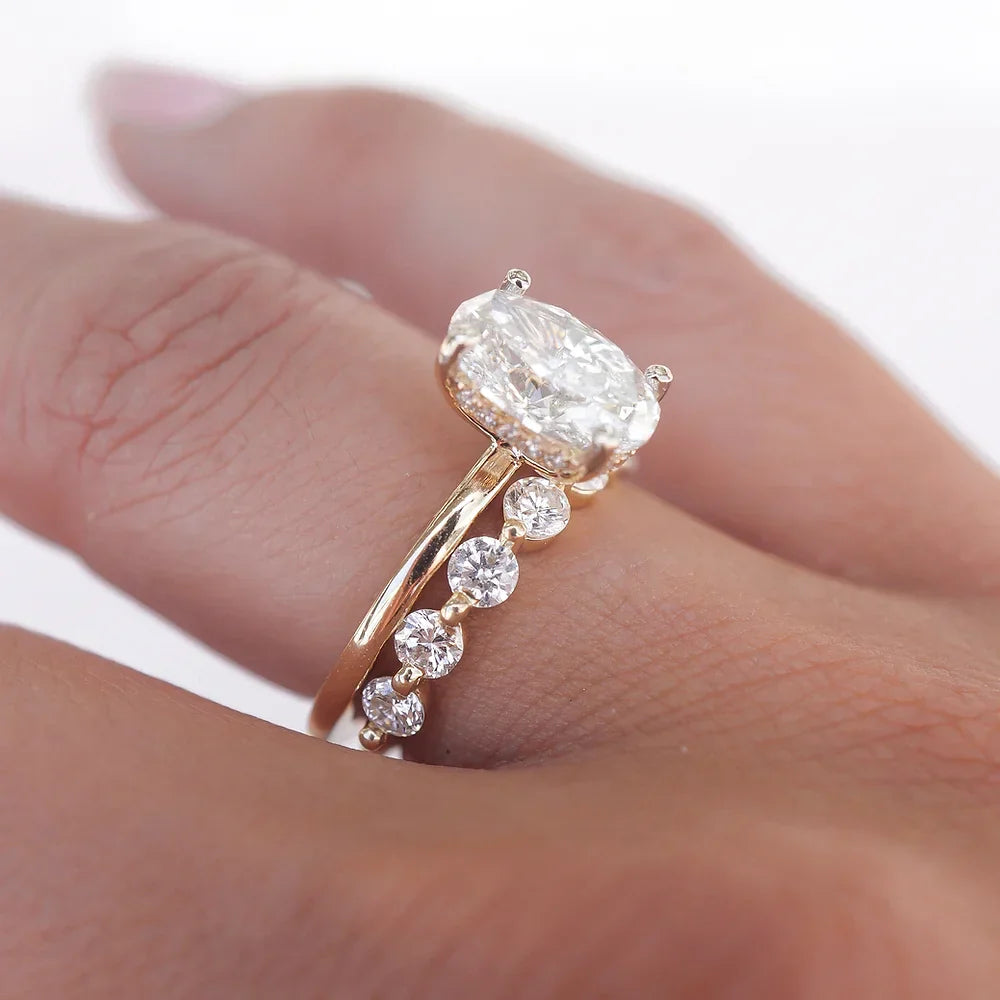 Stunning 0.4 TCW Round Moissanite Stone Half Eternity Wedding Band 5