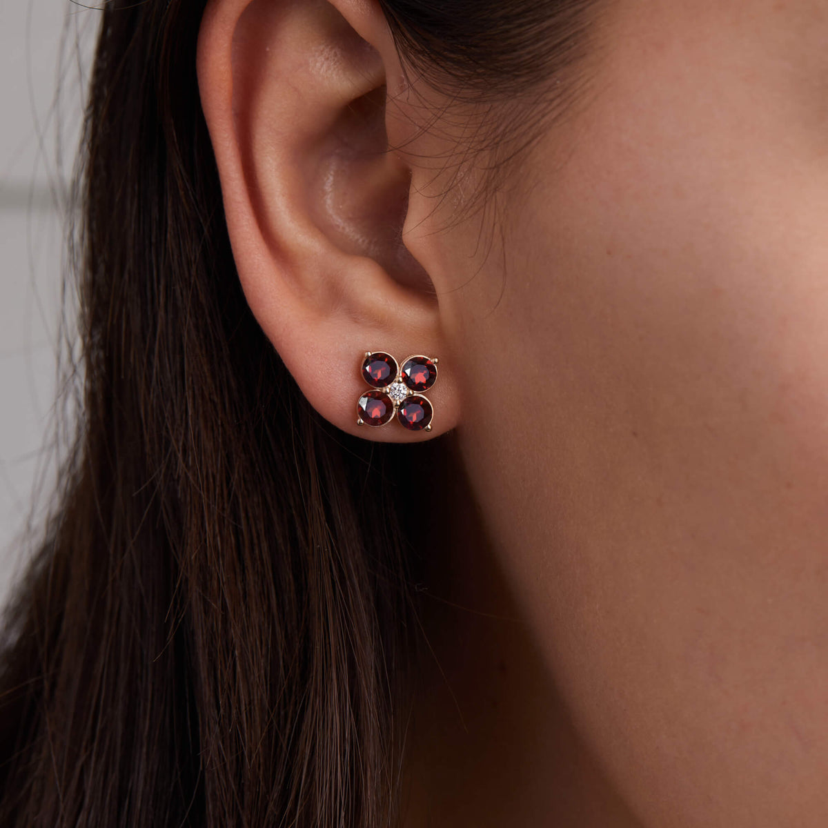 2.5 TCW Round Garnet Lab Made Diamond- January Birthstone Earrings 3