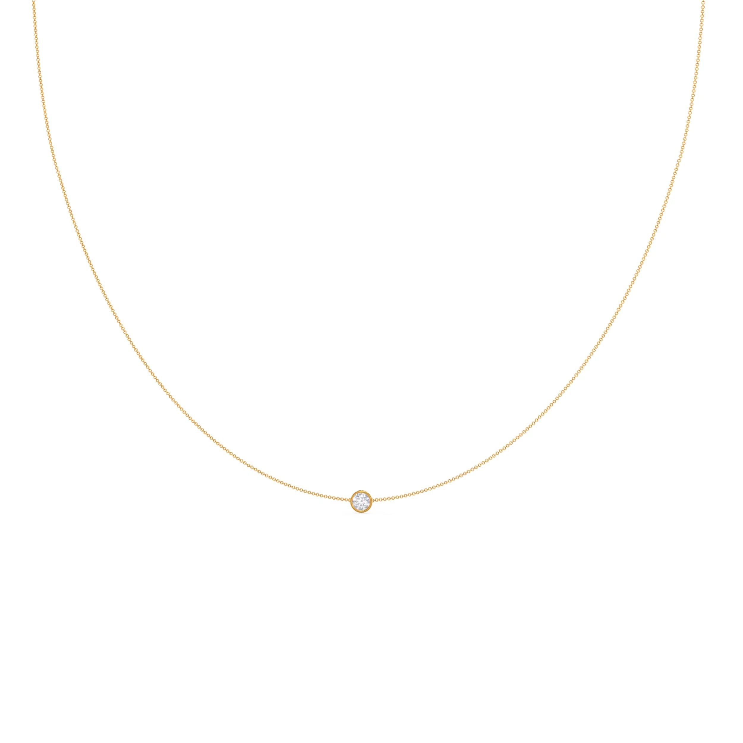 0.10 CT Round Moissanite Diamond Bezel Pendant Necklace in Solid Gold 4