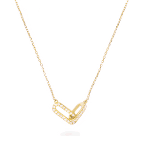 0.30 CT Round Moissanite Diamond Linked Up Pendant Necklace in Solid Gold