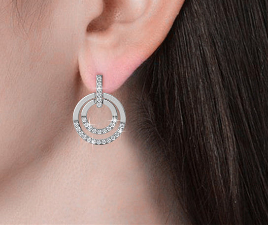 Round Cut Cubic Zirconia in 925 Sterling Silver Earrings 4