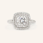 Stunning 1.0 CT Cushion Moissanite Engagement Ring with Double Halo and Pave Design 3