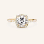 Stunning 1 CT Cushion Moissanite Engagement Ring With Halo & Pave Design 1
