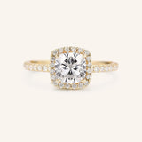 Stunning 1 CT Cushion Moissanite Engagement Ring With Halo & Pave Design 1