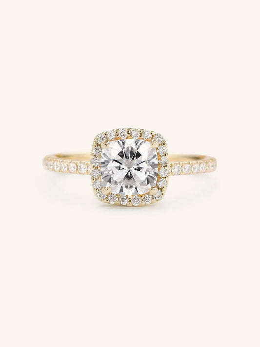 Stunning 1 CT Cushion Moissanite Engagement Ring With Halo & Pave Design 1
