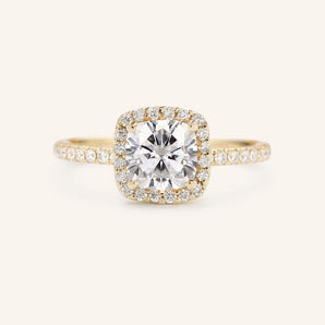 Stunning 1 CT Cushion Moissanite Engagement Ring With Halo & Pave Design