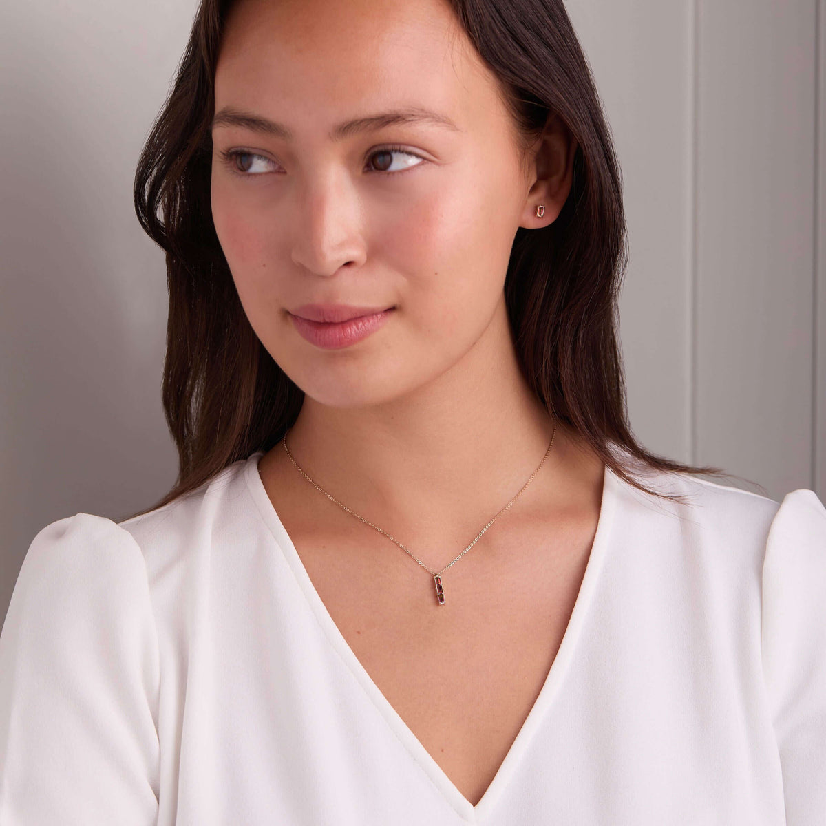 0.14 TCW Baguette Garnet Lab Made Diamond- January Birthstone Necklace 2