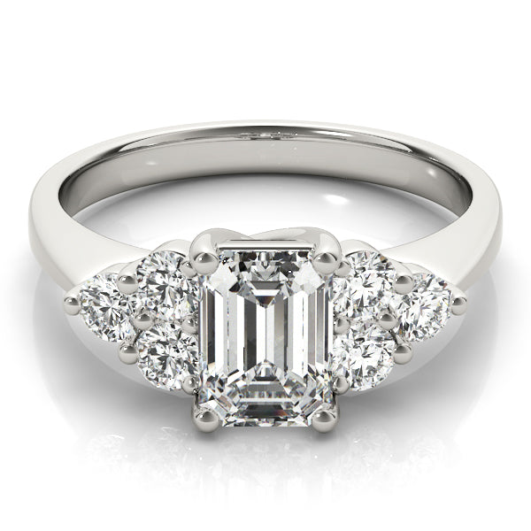 Stunning 1.0-2.0 CT Emerald Moissanite Engagement Ring with Cluster Design 1