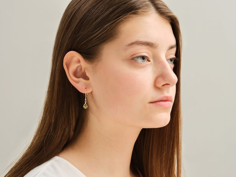 0.30 TCW Round Cut Moissanite Drop Earrings in Gold 6