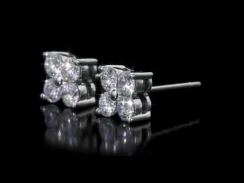 Round Cut Cubic Zirconia in 925 Sterling Silver Earrings 8