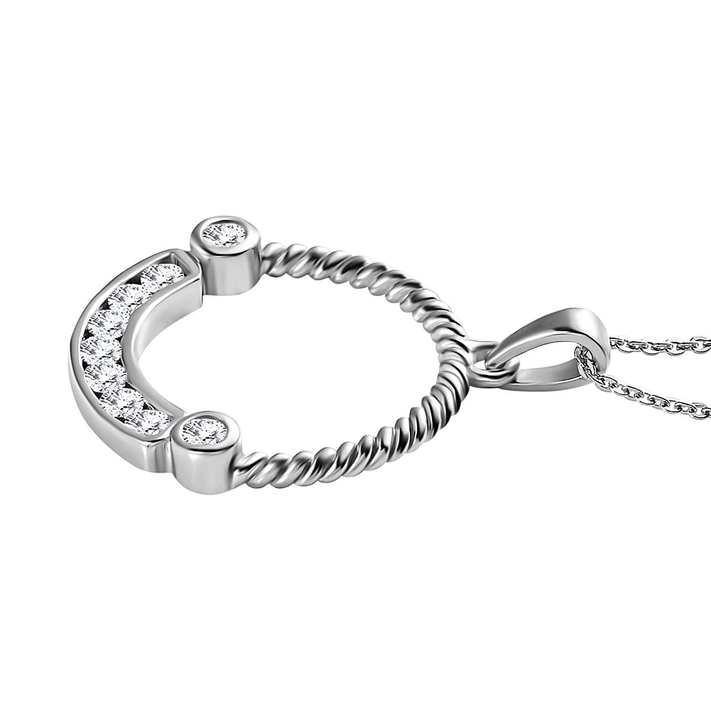 Round Cut Cubic Zirconia in 925 Sterling Silver Necklace 4