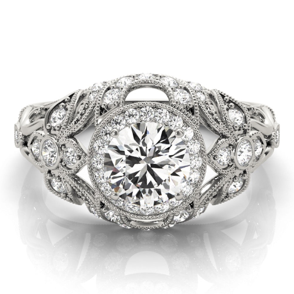 Stunning 0.50-1.50 CT Round Moissanite Engagement Ring With Vintage Design 1