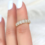 Stunning 0.35 TCW Round Moissanite Stones Halo Half Eternity Wedding Bands 4