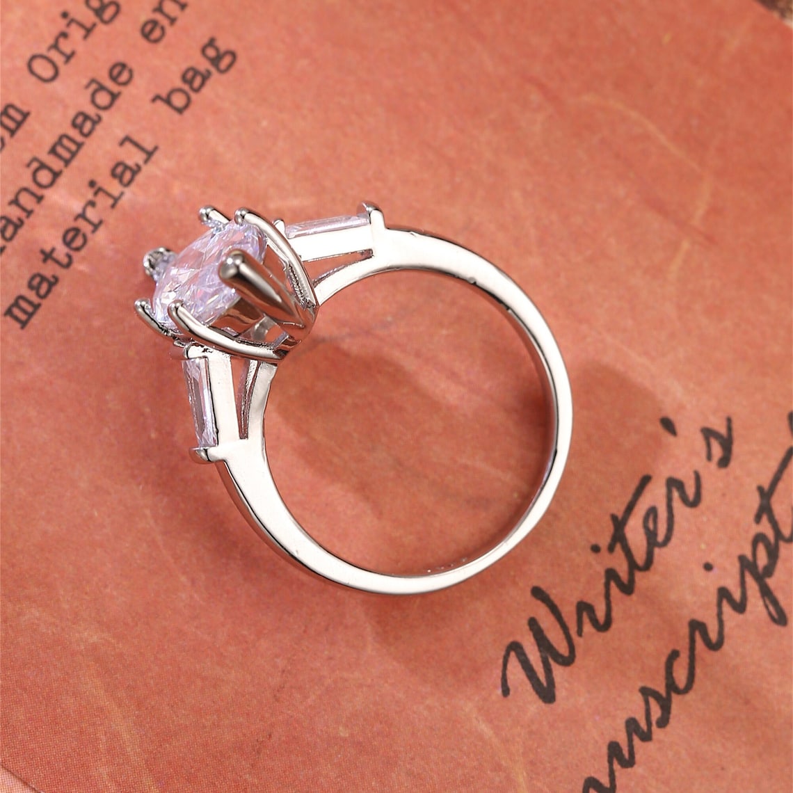 Stunning 3.0 CT Marquise Moissanite Engagement Ring with 3 Stones Design 4