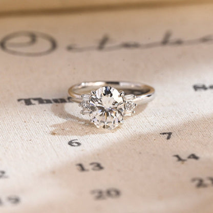 Stunning 2.0 CT Oval Moissanite Engagement Ring with Cluster Design 1