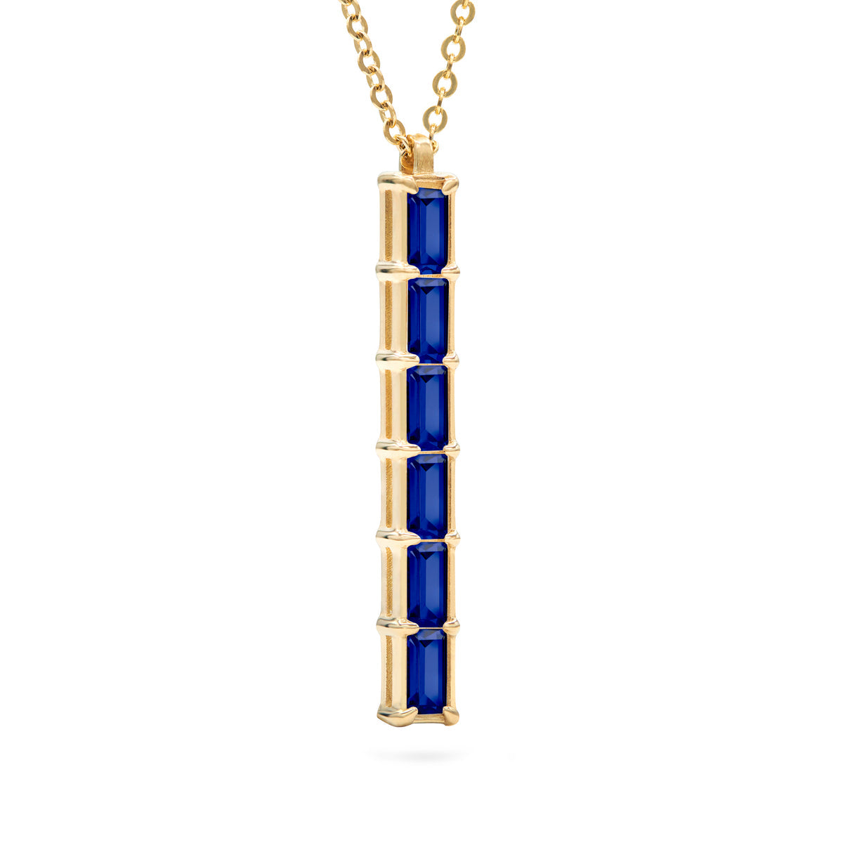 0.13 TCW Baguette Sapphire Lab Made Diamond- September Birthstone Necklace 5
