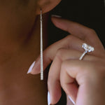 1.0 TCW Round Cut Moissanite Bar Dangle Earrings in Gold 4
