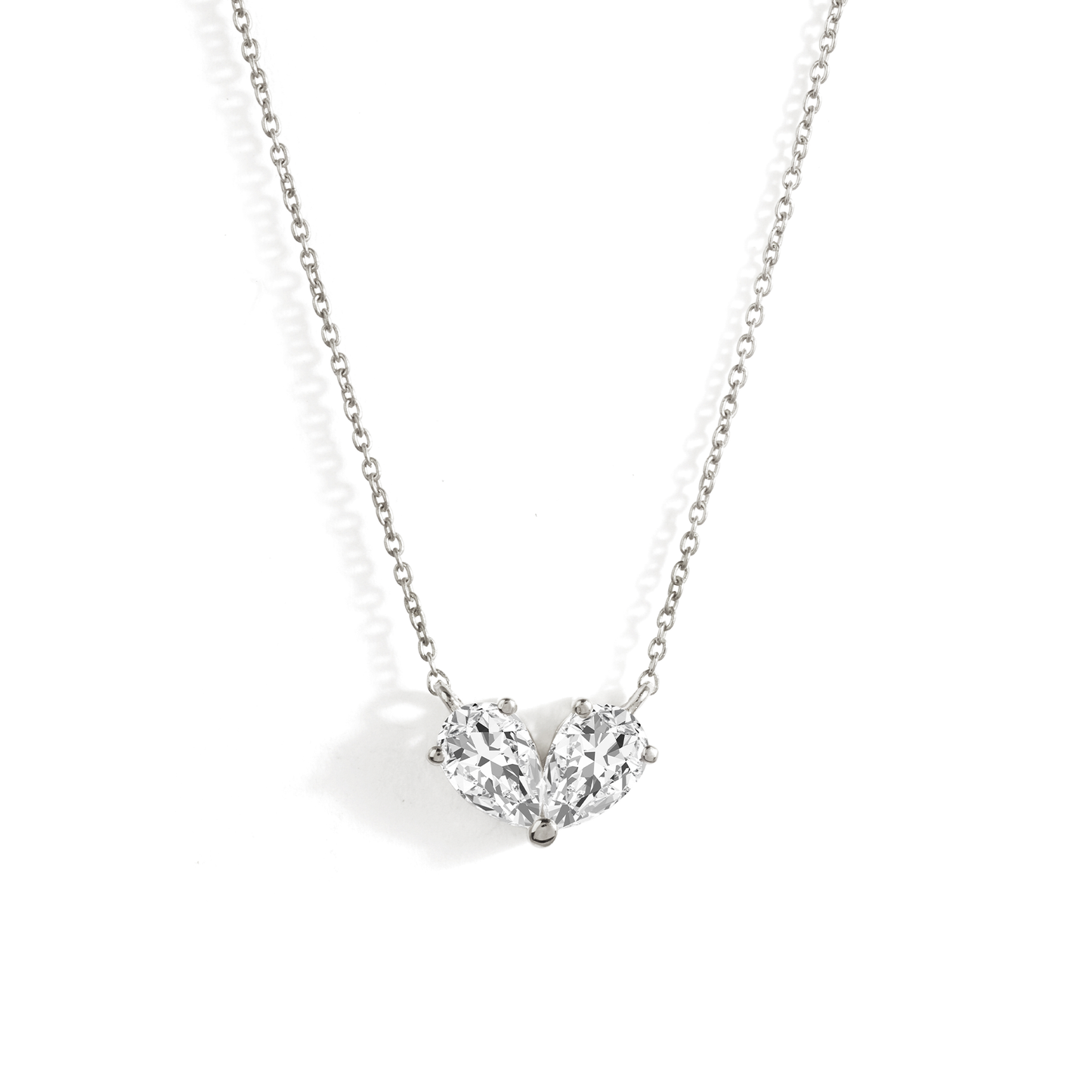 1.0 CT Pear Moissanite Diamond Two Stone Pendant Necklace in Solid Gold 3