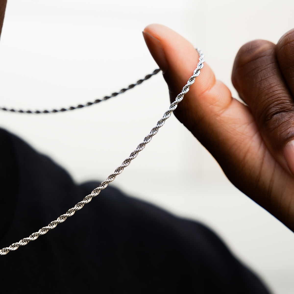 Polished Finish Rope Silver Necklace For Him 3