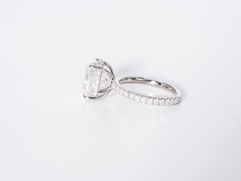 Stunning 4.0 CT Oval Cut Moissanite Engagement Ring with Hidden Halo & Pave Design 4