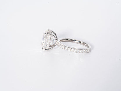 Stunning 4.0 CT Oval Cut Moissanite Engagement Ring with Hidden Halo & Pave Design 4