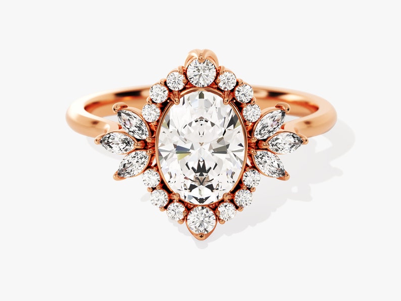 Stunning 1.50 CT Oval Moissanite Engagement Ring with Cluster Design 5
