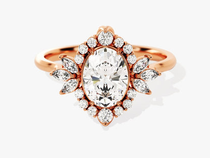 Stunning 1.50 CT Oval Moissanite Engagement Ring with Cluster Design 5