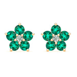 2.5 TCW Round Emerald Lab Made Diamond-May Birthstone Floral Stud Earrings 1