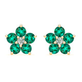 2.5 TCW Round Emerald Lab Made Diamond-May Birthstone Floral Stud Earrings 1