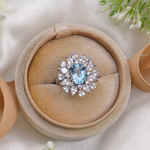 2.0 CT Oval Cut Floral Style  Aquamarine Ring 8