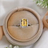 3 CT Emerald Cut Pave Style Citrine Ring 8