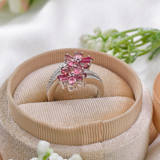 2.5 TCW Pear Stones Flower Style Pink Tourmaline Ring 8