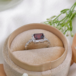 2.0 CT Emerald Cut Pave Style Red Garnet Ring 8