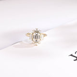 Stunning 1.0 - 2.0 CT Emerald Moissanite Engagement Ring With Cluster Design 1