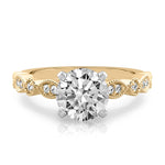 Stunning 0.50-1.50 CT Round Moissanite Engagement Ring with Two Tone & Milgrain Pave Design 1