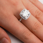 Stunning 1.0 - 2.0 CT Cushion Moissanite Engagement Ring with Pave & Halo Design 4