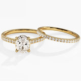 1.50 Oval Cut Moissanite Bridal Ring Set with Round Wedding Bands 1
