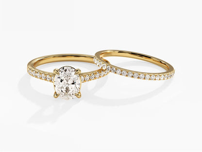 1.50 Oval Cut Moissanite Bridal Ring Set with Round Wedding Bands 1